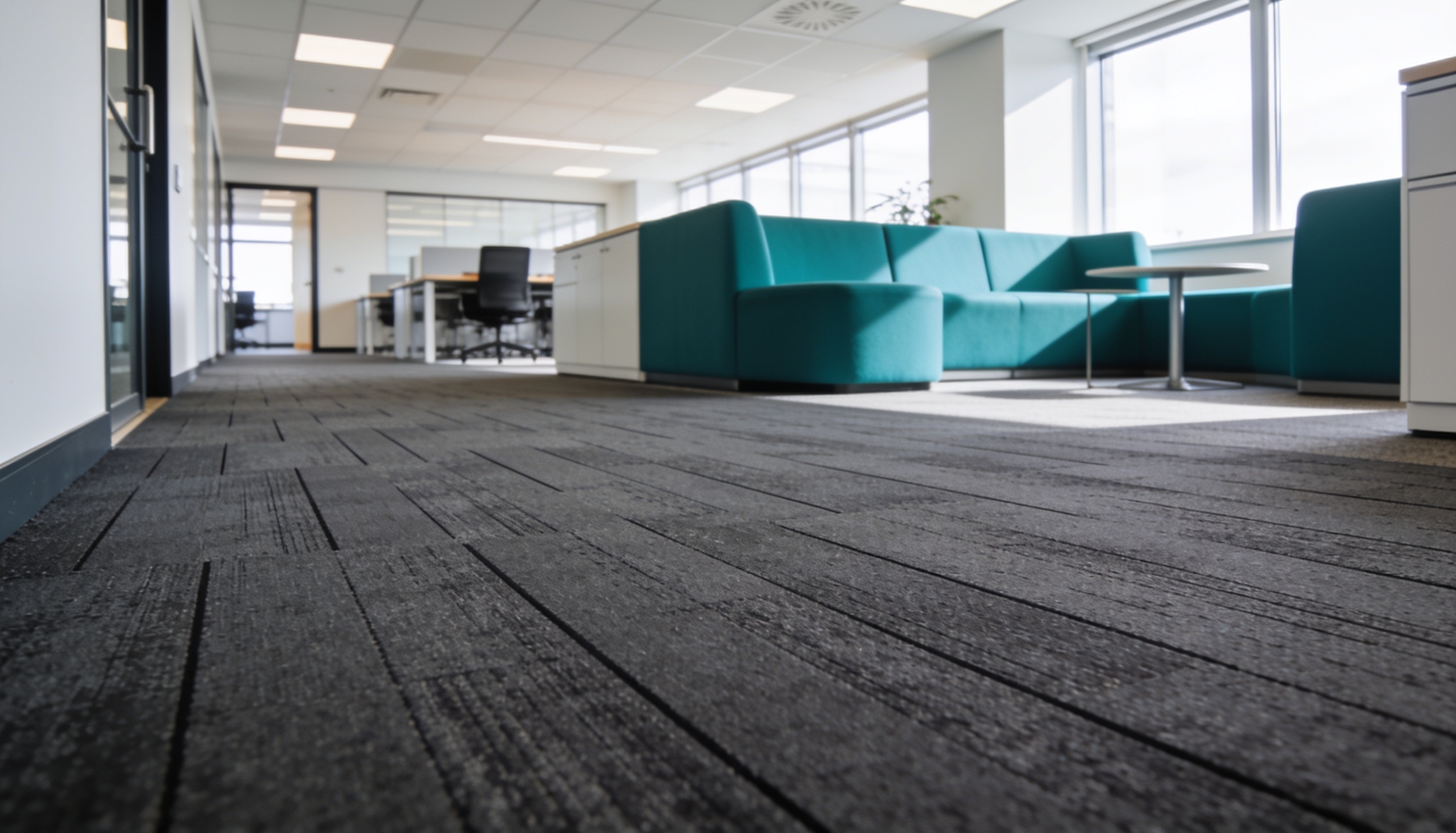Contract carpet tiles in a modern open-plan office